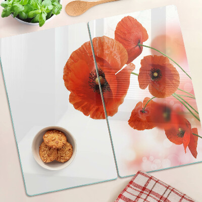 Tábua para cozinha Flores de papoula na cor vermelha