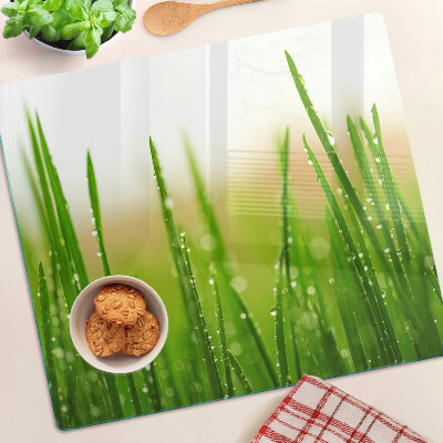Tábua para cozinha Grama com gotas de água