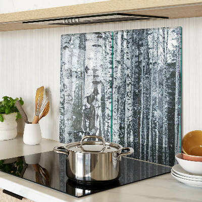 Tábua para corte Floresta de bétulas em paisagem de inverno