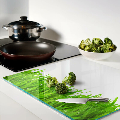 Tábua para cozinha Grama verde com gotas de água