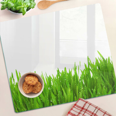 Tábua para cozinha Grama verde com gotas de água