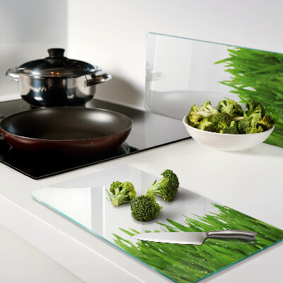 Tábua para cozinha Grama verde com gotas de água