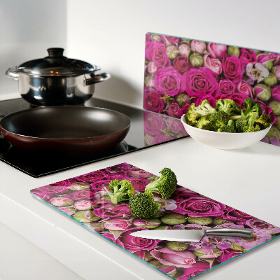 Tábua para corte Flores rosas em um buquê