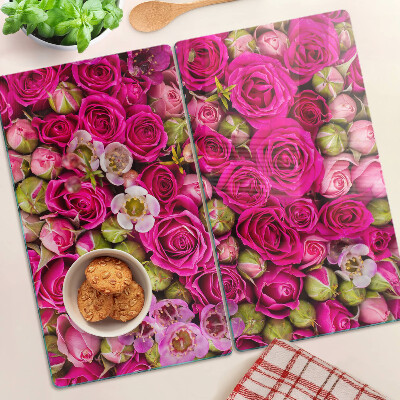 Tábua para corte Flores rosas em um buquê