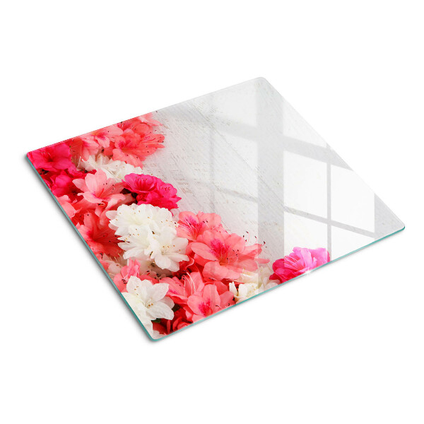 Tábua para corte Flores em tons de rosa e branco