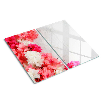 Tábua para corte Flores em tons de rosa e branco