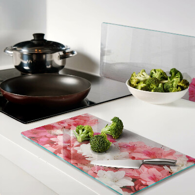 Tábua para corte Flores em tons de rosa e branco