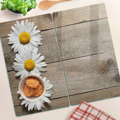 Tábua para cozinha Flores em um fundo de madeira