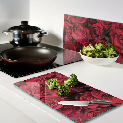 Tábua para corte rosas vermelhas
