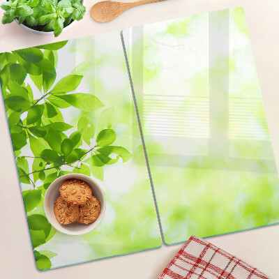 Tábua para corte Folhas verdes na luz