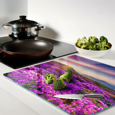 Tábua para cozinha Paisagem floral ao pôr do sol