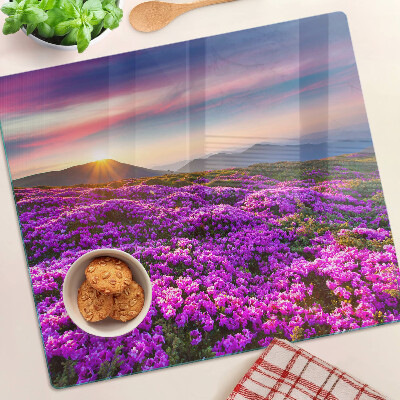Tábua para cozinha Paisagem floral ao pôr do sol
