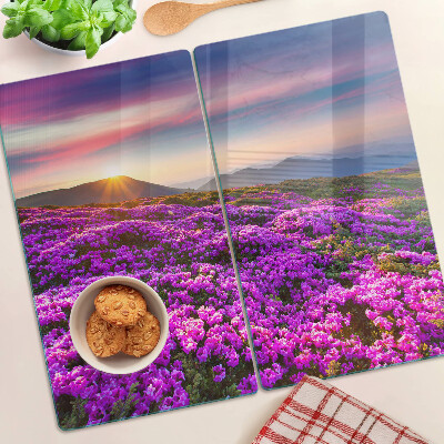 Tábua para cozinha Paisagem floral ao pôr do sol