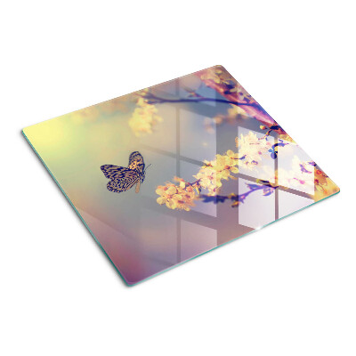 Tábua para cozinha Motivo de borboleta em fundo floral