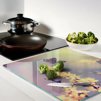 Tábua para cozinha Motivo de borboleta em fundo floral