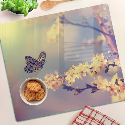 Tábua para cozinha Motivo de borboleta em fundo floral
