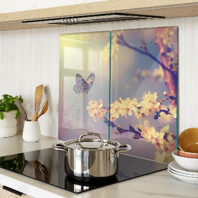 Tábua para cozinha Motivo de borboleta em fundo floral
