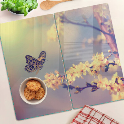 Tábua para cozinha Motivo de borboleta em fundo floral