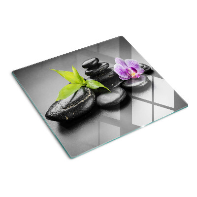 Tábua para corte Pedras e orquídeas ao fundo