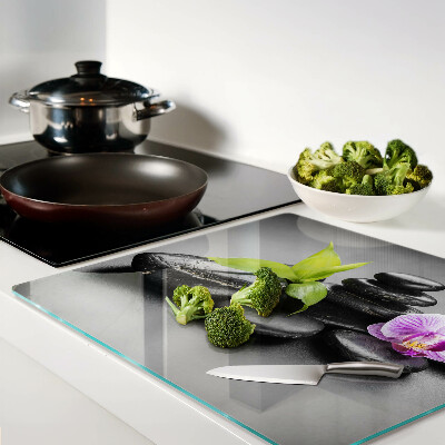 Tábua para corte Pedras e orquídeas ao fundo