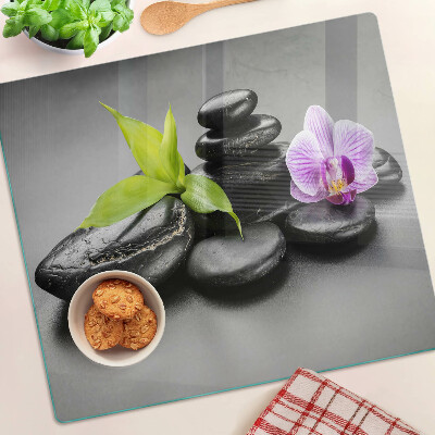 Tábua para corte Pedras e orquídeas ao fundo