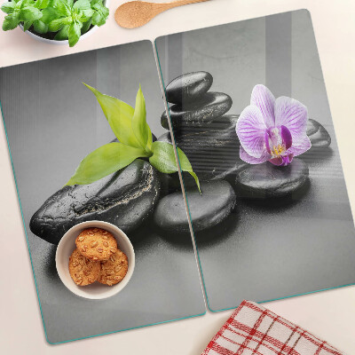 Tábua para corte Pedras e orquídeas ao fundo