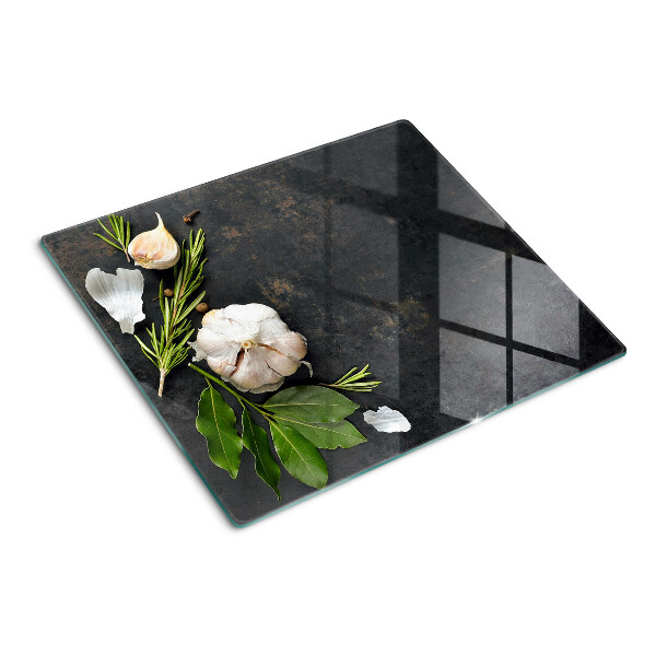 Tábua para cozinha Flores e ervas sobre fundo de mármore