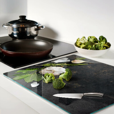 Tábua para cozinha Flores e ervas sobre fundo de mármore