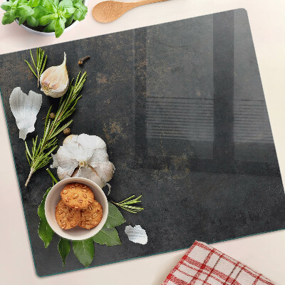 Tábua para cozinha Flores e ervas sobre fundo de mármore