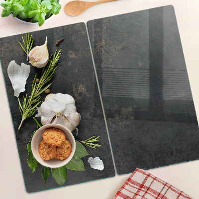 Tábua para cozinha Flores e ervas sobre fundo de mármore