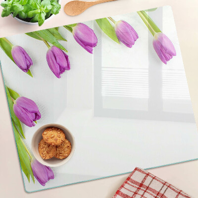 Tábua para cozinha Tulipas em um fundo branco