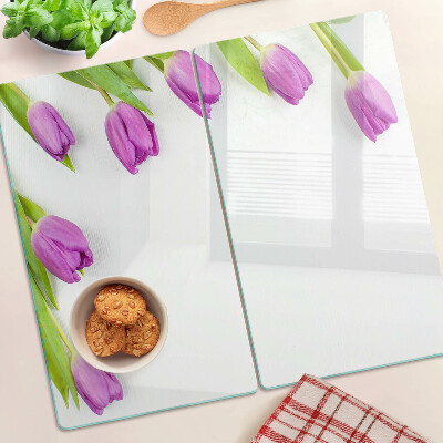 Tábua para cozinha Tulipas em um fundo branco