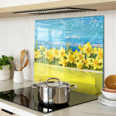 Tábua para corte Flores de narciso contra o céu