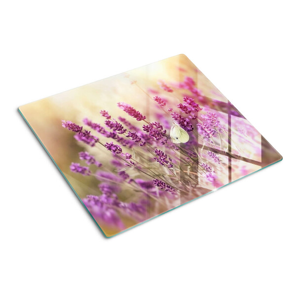 Tábua para cozinha Campo de lavanda com uma borboleta