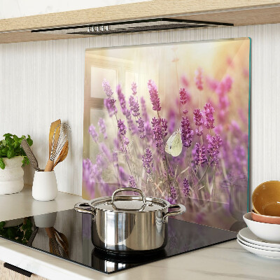 Tábua para cozinha Campo de lavanda com uma borboleta