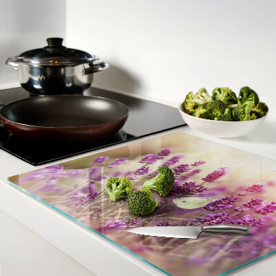 Tábua para cozinha Campo de lavanda com uma borboleta