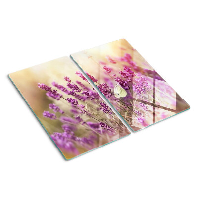 Tábua para cozinha Campo de lavanda com uma borboleta