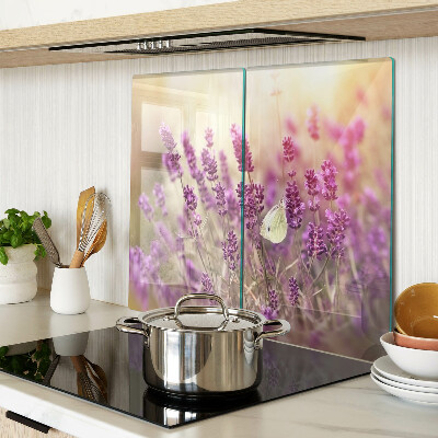 Tábua para cozinha Campo de lavanda com uma borboleta