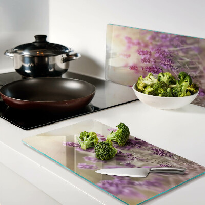 Tábua para cozinha Campo de lavanda com uma borboleta