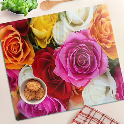 Tábua para corte Flores rosas em cores diferentes