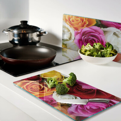 Tábua para corte Flores rosas em cores diferentes