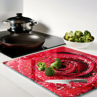 Tábua para cozinha Rosa vermelha com gotas de água