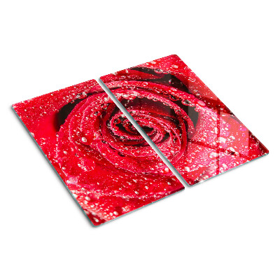 Tábua para cozinha Rosa vermelha com gotas de água