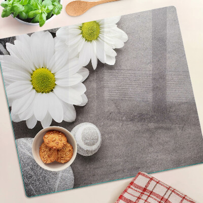 Tábua para cozinha Flores e pedras ao fundo