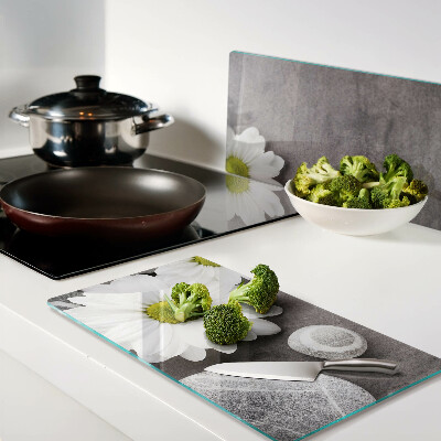 Tábua para cozinha Flores e pedras ao fundo