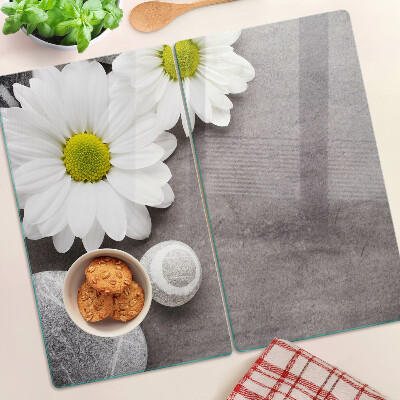 Tábua para cozinha Flores e pedras ao fundo