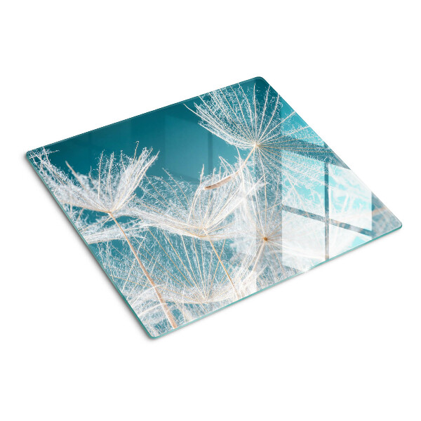 Tábua para corte Dente-de-leão em um fundo azul