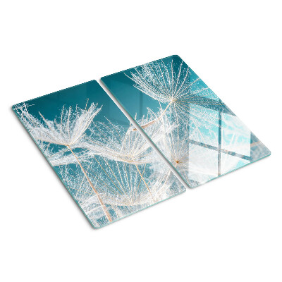 Tábua para corte Dente-de-leão em um fundo azul