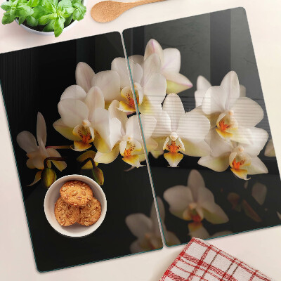 Tábua para corte Orquídeas em fundo preto