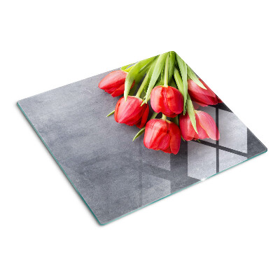 Tábua para cozinha Tulipas em um fundo cinza